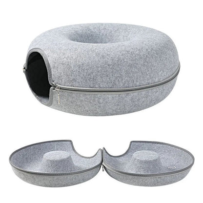 Donut Cat Bed House – Tunnel Design for Play and Rest